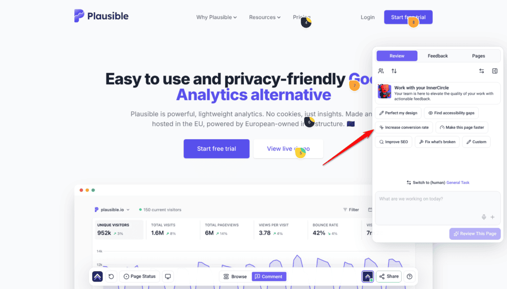 Review tab in the Collaborate sidebar with the review presets