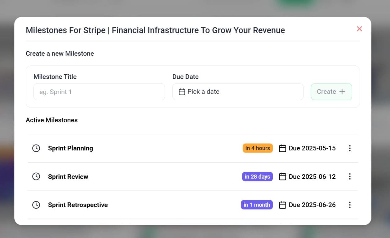 Creating a project stage with a due date